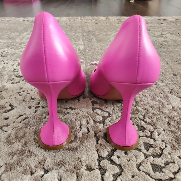 AMINA MUADDI Begum Brooch Pointed Toe Pump In Nappa Pink Size 39 - Picture 5 of 10